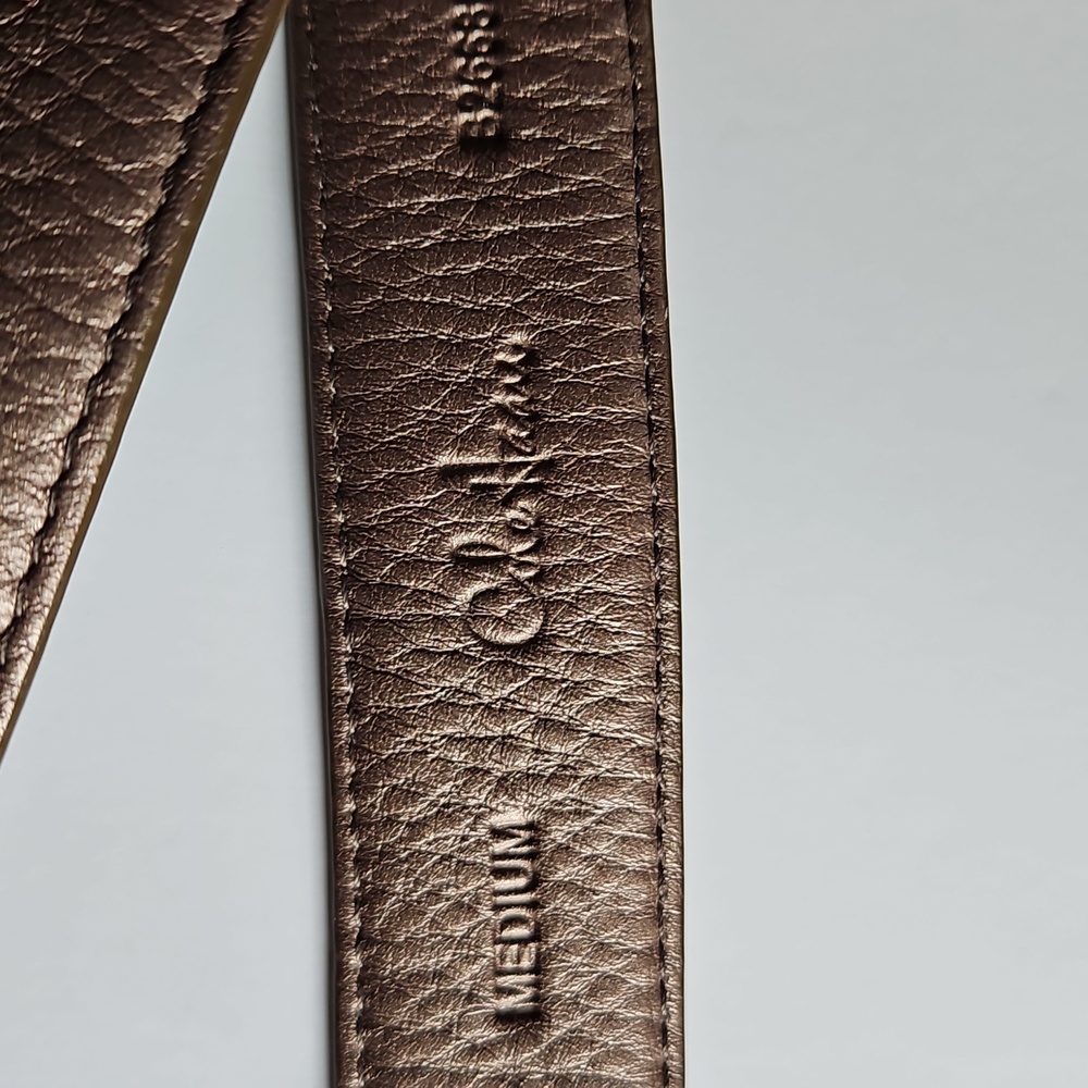 Cole Haan M Pebble Bronze Leather Belt Oval Silvertone Hardware  Grunge Indie - Picture 3 of 10